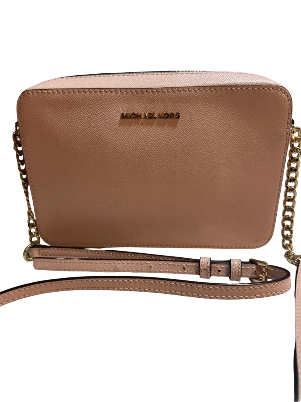 Michael Kors Blush Pink Leather Crossbody with Gold Chain